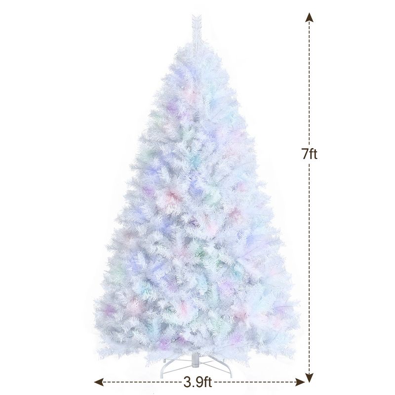 Costway 7ft White Iridescent Tinsel Artificial Christmas Tree with 1156 Branch Tips, 4 of 13