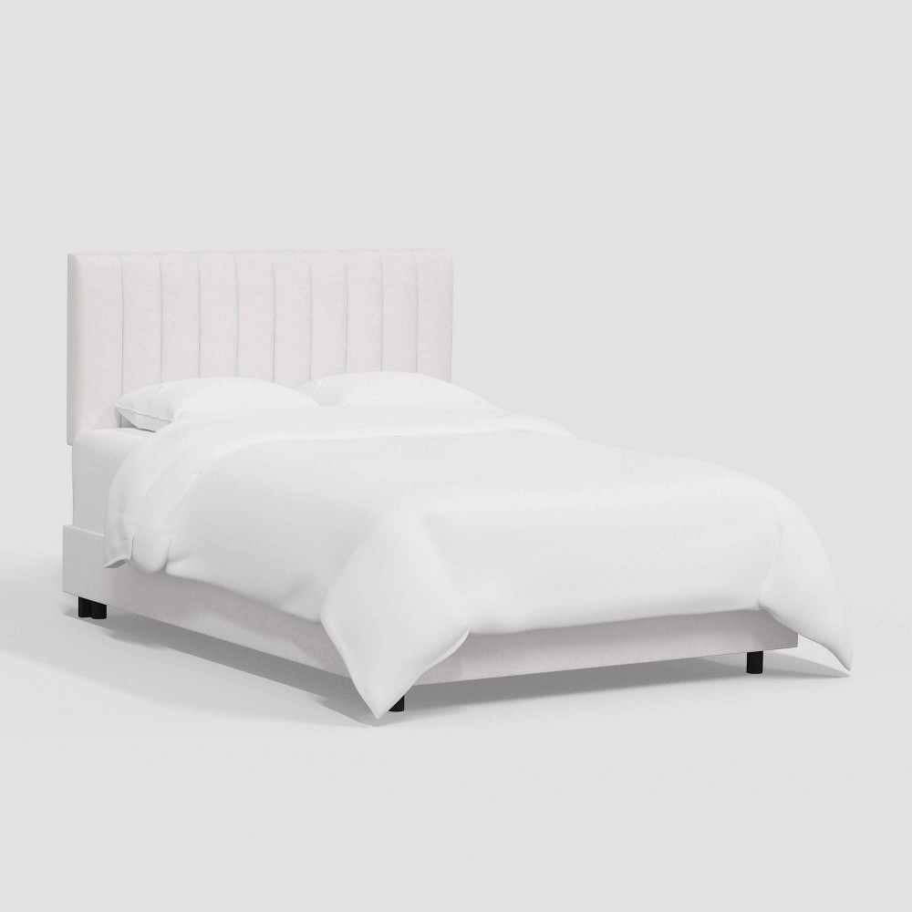 Queen Lennon Bed in Luxe Velvet Titan Snow - Threshold™: Pine Frame, Channel Tufted Headboard
