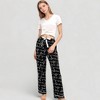 Anna-Kaci Lounge Women's Short Sleeve V-Neck Pajama Set with Script Print Lounge Pants and Drawstring Waistband - 3 of 4