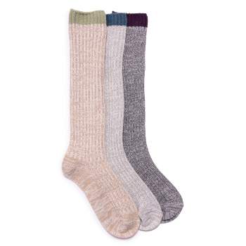 MUK LUKS Women's 3 Pair Pack Fluffy Slouch Socks-Warm OS