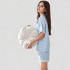 Anna-Kaci Lounge Women's Short Sleeve Satin Pajama Set with Button Down Top Elastic Waist Shorts and Lace Trim Detail - 4 of 4