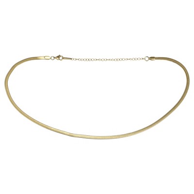 Unique Bargains Women s 14k Gold Plated Flat Snake Chain Choker Necklace Target