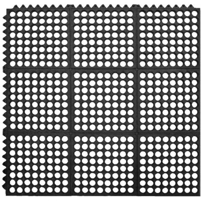 Multy Home 3 ft. W X 3 ft. L Black Flow-Through Polyester/Vinyl Anti-Fatigue Mat