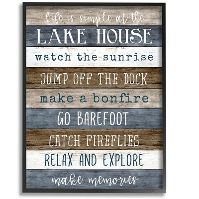 Stupell Industries Life Is Simple Lake House List Framed Giclee Art