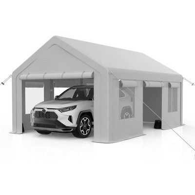 Garvee 13x20ft Carport -Portable Upgraded Garage，Heavy Duty Carport with 4 Roll-up Doors & 4 Ventilated Windows