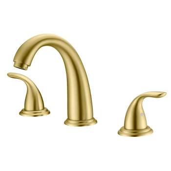 Sumerain 3 Hole Widespread Roman Tub Faucet Brushed Gold with with Brass Rough in Valve, High Flow