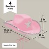 Zodaca 4-Pack Pink Cowboy Hats for Girls - Felt Cowgirl Hats for Costume, Dress Up Party (One Size Fits All) - 4 of 4