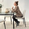 5-Piece Rectangular Glass Dining Table Set, 47'' Tempered Glass Table with 4 Upholstered Armless Chairs, Contemporary Dining Room Set-Maison Boucle - 2 of 4