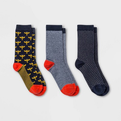 Women's Bee 3pk Crew Socks - A New Day™ Navy 4-10