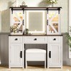 KTMBDW Vanity Desk with Mirror, LED Lights and Power Outlet Makeup Vanity Table with Drawers and Storage Cabinets Dressing Table for Bedroom White - 2 of 4