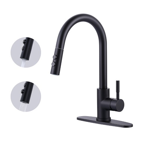 WOWOW Single Handle Pull Down Sprayer Kitchen Faucet with Deckplate - image 1 of 4