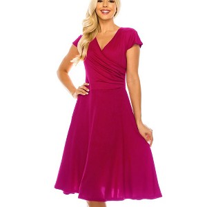 Women's Solid And Print V-neck Skater Dress - 1 of 1