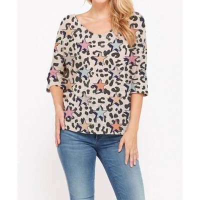 Women's Stars & Leopard Knit Top - Phil Love