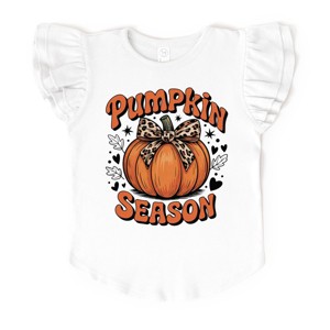 The Juniper Shop Coquette Pumpkin Season Leopard Flutter Sleeve Tee - 2T - White - 1 of 4