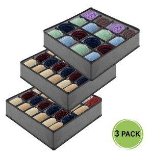 Garnen Drawer Organizer Clothes, Set of 3 Dresser Organizer Bins Divider for Socks Underwear Organizers, Baby Nursery Closet Organizer & Storage, Gray - 1 of 4
