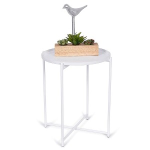 BirdRock Home Ivory Metal Folding Side Table with Removable Tray - 1 of 4