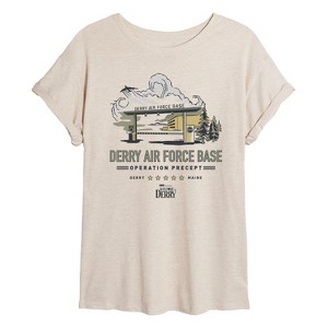Women's IT: Welcome to Derry Welcome To Derry Air Force Oversized Graphic T-Shirt - Birch - 2 X-Large - 1 of 4