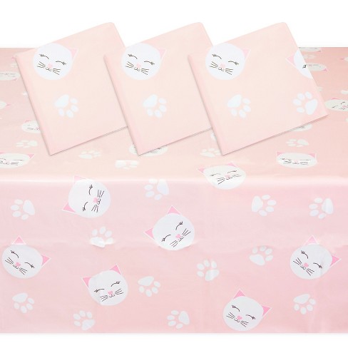 Pink Cat Plastic Table Cover