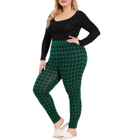 Agnes Orinda Women's Check Leggings Stretch Festive Glen Skinny Green 4x : Target