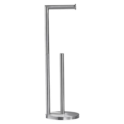 BWE Freestanding Bath Toilet Paper Holder with Reserve Storage 3-4 Toilet Paper Rolls, Double Rod