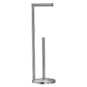 BWE Freestanding Bath Toilet Paper Holder with Reserve Storage 3-4 Toilet Paper Rolls, Double Rod - 1 of 4