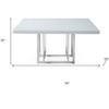 HomeRoots 59" White and Silver Wood and Metal Pedestal Base Square Dining Table - 3 of 4