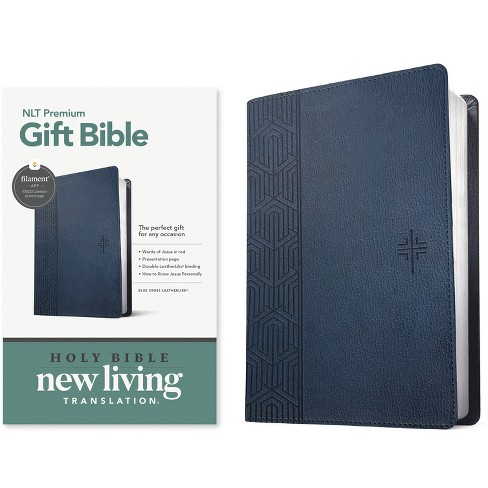 Premium Gift Bible Nlt, Filament Enabled (Leatherlike, Blue Cross, Red Letter) - (Leather Bound) - image 1 of 1