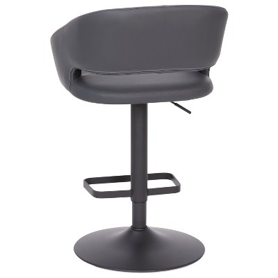Gray Adjustable Swivel Barstool with Wood and Metal Base