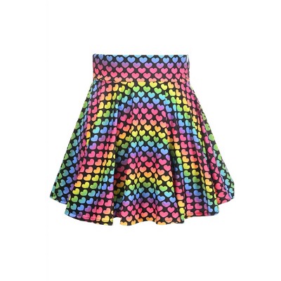 Women's Rainbow Hearts Stretch Lycra Skirt - Daisy Corsets