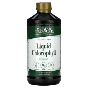 Buried Treasure Liquid Chlorophyll 100 mg Dietary Supplement, Energy Boost Immune Support Detox Intestinal Digestive Support Natural Body Deodorant - 1 of 2