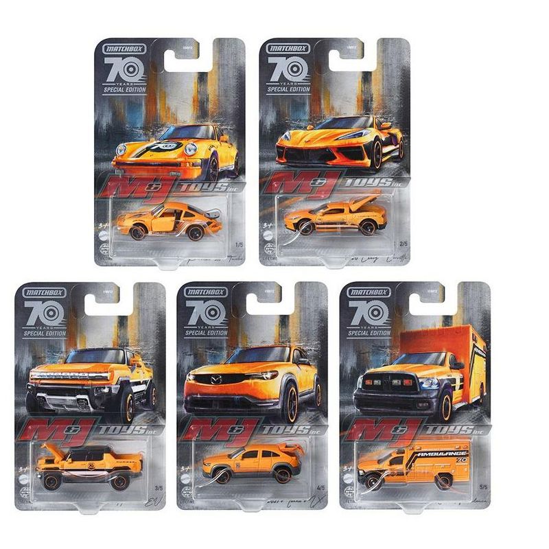 Matchbox 2023 "70th Anniversary" Moving Parts Set of 5, 1/64 Diecast Car, 1 of 7