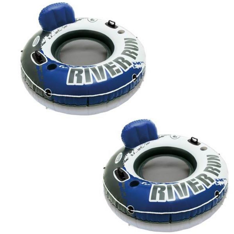 Intex River Run II Inflatable Double Rider Inntertube with Built-In Cooler and Cupholders with River Run I Single Floating Water Rafts (2 Pack), 3 of 7