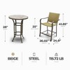 Four Seasons Courtyard Amalfi 3 Piece Woven Powder Coated Steel Outdoor Patio Dining Set, Includes 1 Table and 2 Chairs, Beige - 3 of 4