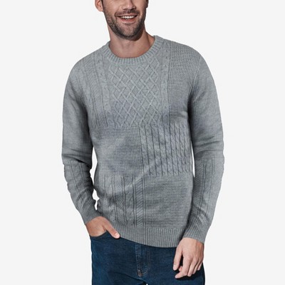 X Ray Men's Crewneck Mixed Texture Sweater In Light Grey Size Large ...