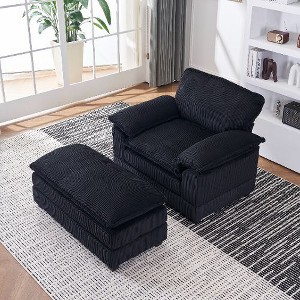 NicBex 56.33" Corduroy Single Sofa Chair with a Ottoman & 2 Toss Pillows, Deep Seat Couch for Living Room, Modular Sectional Sofa - 1 of 4