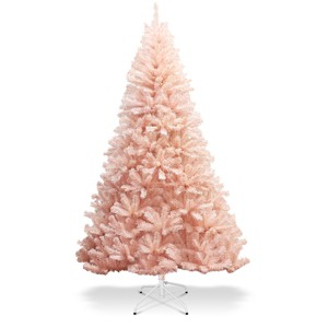 Costway 6ft/7ft Pink Christmas Tree Hinged Full Fir Tree Metal Season - 1 of 4