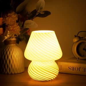 DORESshop 7 in. White Glass Mushroom Desk Lamp, 9-Watt Warm Light Bulb Included, Perfect Decor for Bedroom, Living Room - 1 of 4