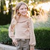 Girls' Organic Long Sleeve Mock Neck Sweater with Ruffle, Kids - 2 of 4