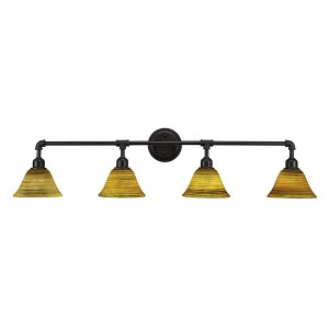 Toltec Lighting Vintage 4 - Light Vanity in  Dark Granite with 7" Firré Saturn Shade - 1 of 1