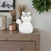 Sagebrook Home Cat with Glasses Sculpture - Contemporary Porcelain White and Black Cat Statue for Home or Office Decor - 2 of 4