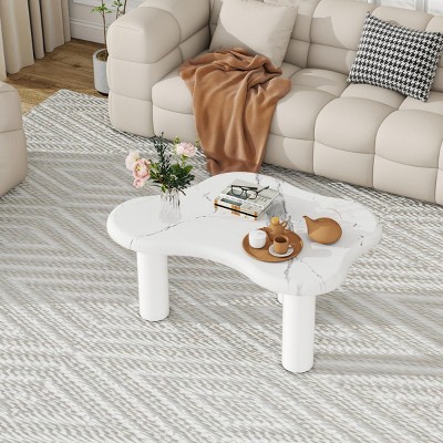 Furniture Living Room Coffee Table,Cloud Shaped Coffee Table With 3 Legs,Lacquered Irregular Abstract Coffee Table,Indoor Furniture - Maison Boucle