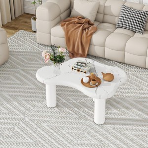 Furniture Living Room Coffee Table,Cloud Shaped Coffee Table With 3 Legs,Lacquered Irregular Abstract Coffee Table,Indoor Furniture - Maison Boucle - 1 of 4