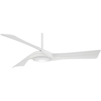 60" Minka Aire Modern 3 Blade Indoor Ceiling Fan with LED Light Remote Control Flat White for Living Room Bedroom Family Dining