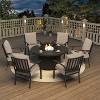 ALAULM 7 Piece Metal Outdoor Patio Furniture Set with 48" Round Fire Pit Table - 2 of 4