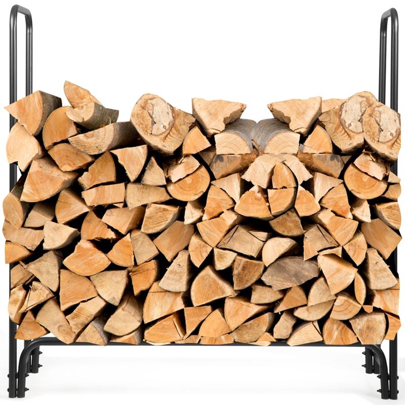 Tangkula Outdoor Firewood Log Rack Metal Lumber Piles Storage Holder, 1 of 6