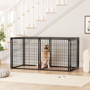 Dog Crate Kennel with Top Cover and Divider for Small and Medium Dogs Indoor Heavy Duty Pet Cage Playpen for Two Dogs - LAOTIES - 1 of 4