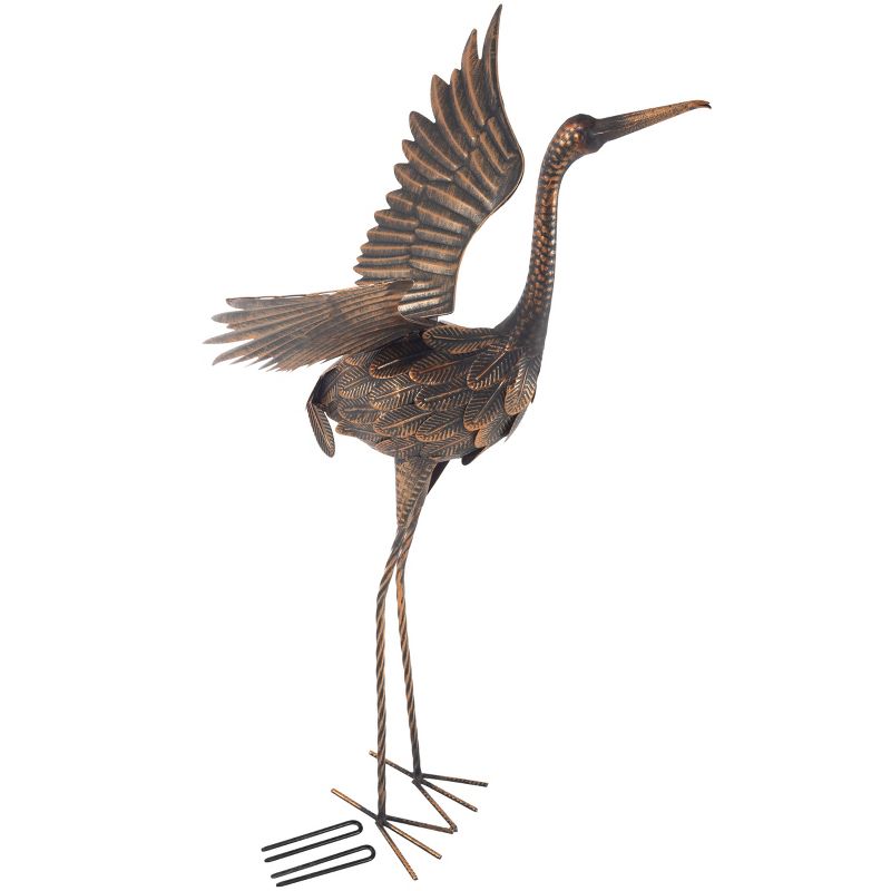 Flying Crane Garden Statue - Lawn Ornament - Handcrafted Bird Decor - Easy to Assemble Metal Yard Art with Stakes Included by Pure Garden, 1 of 2