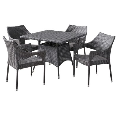 Arden 5pc Wicker Patio Dining Set - Gray - Christopher Knight Home