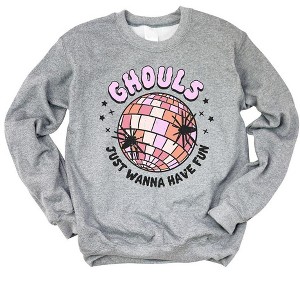 Simply Sage Market Women's Graphic Sweatshirt Ghouls Disco Ball - 1 of 2