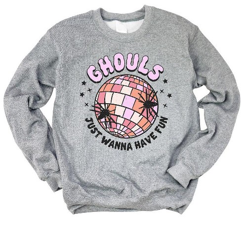 Simply Sage Market Women's Graphic Sweatshirt Ghouls Disco Ball - 2XL -  Graphite